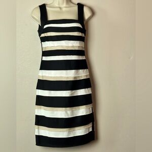 White House Black Market Black, White and Tan Sheath Mini Dress Size 0